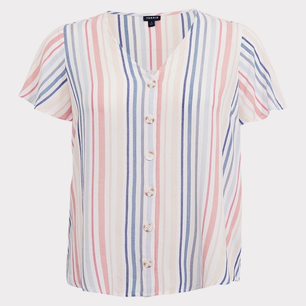 TORRID Rayon Crepe Button-Front Top